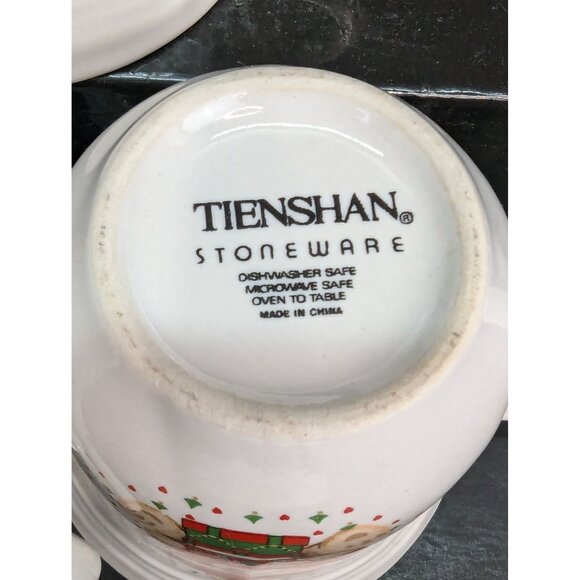 Vintage Tienshan Stoneware Theodore Bears Navidad 8 Oz Coffee Tea Cups Lot of 3 - Picture 8 of 8